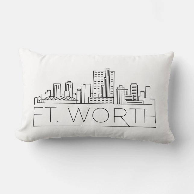 Fort Worth, Texas Skyline Lumbar Pillow (Front)