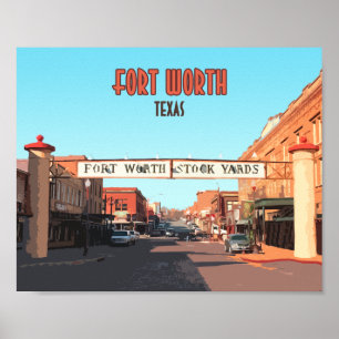 Fort Worth Texas Stock Yards Vintage Poster