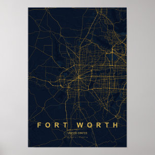 Fort Worth Texas Stylised Map Print