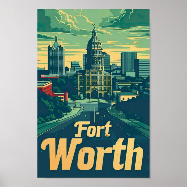 Fort Worth Texas USA Famous Travel Place Poster (Front)