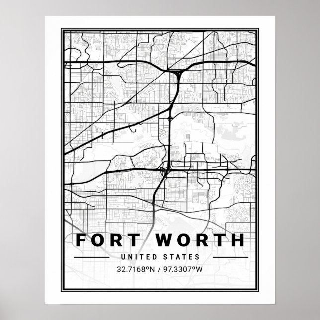 Fort Worth Texas USA Travel City Map Poster (Front)
