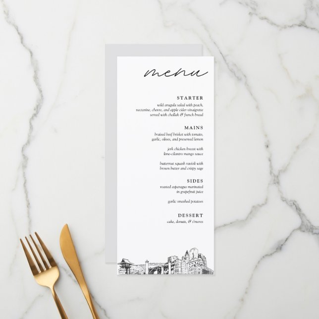 Fort Worth Texas Wedding Dinner Menu (Front/Back In Situ)
