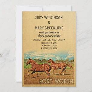 Fort Worth Texas Wedding Invitation Horses