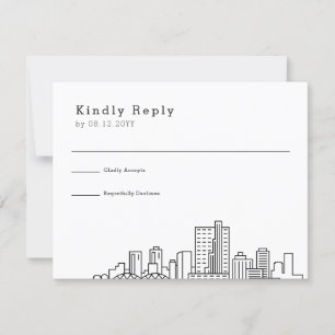 Fort Worth, Texas Wedding   Stylised Skyline RSVP