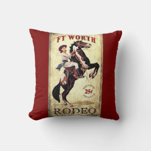 Fort Worth Vintage Rodeo Throw Pillow