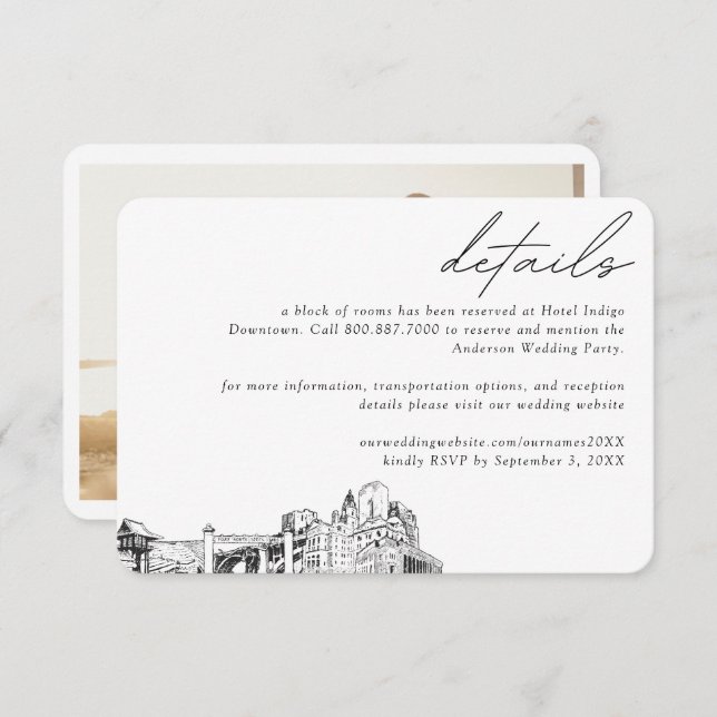 Fort Worth Wedding Hotel Room Block Details Small Enclosure Card (Front/Back)
