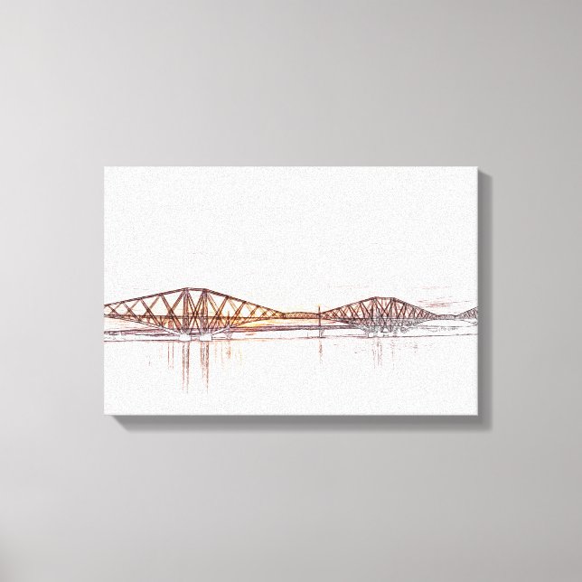 Forth Bridge Scotland Minimalist Sketch Canvas Print (Front)