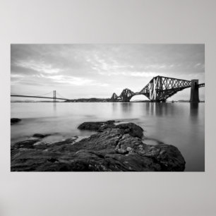 Forth Bridges Black & White Poster