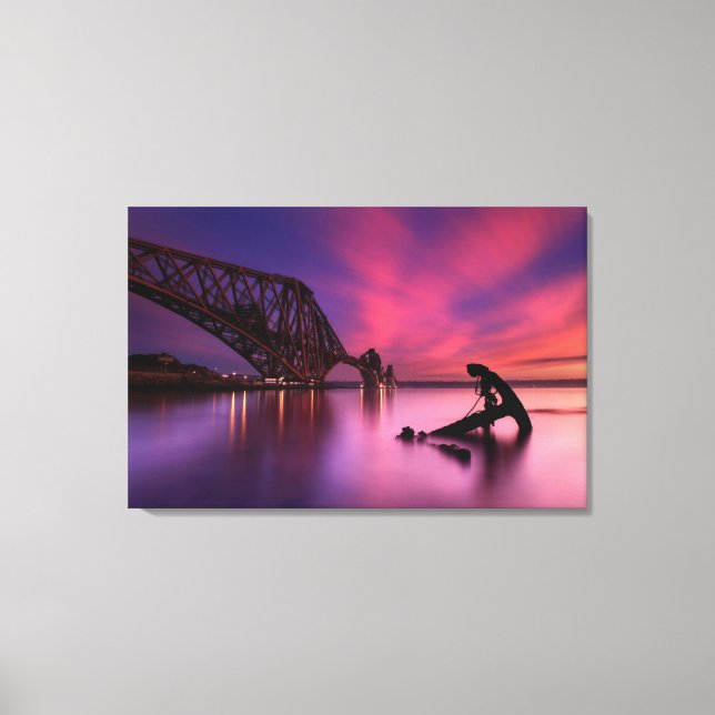 Forth Rail Bridge At Sunset | Scotland Canvas Print (Front)