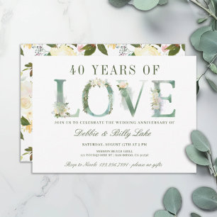Fortieth Anniversary Party 40 Years of Love Invitation