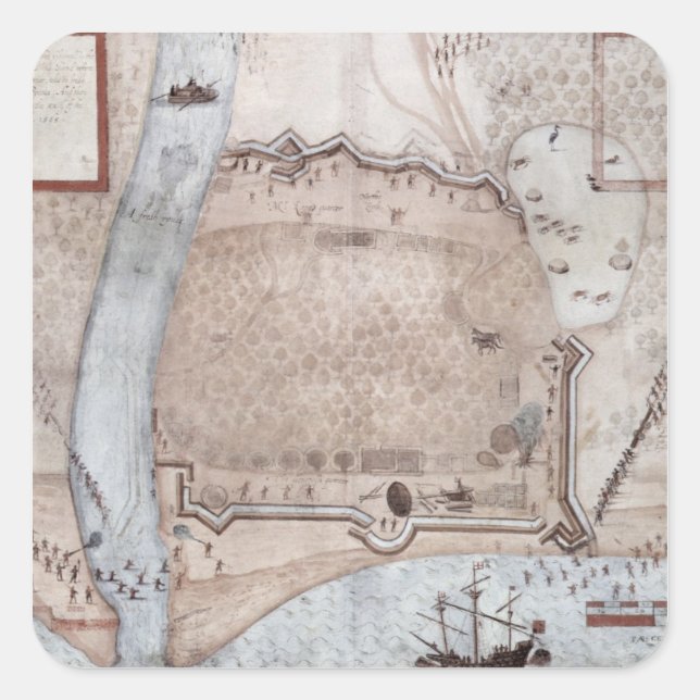 Fortified Encampment, Puerto Rico Square Sticker (Front)