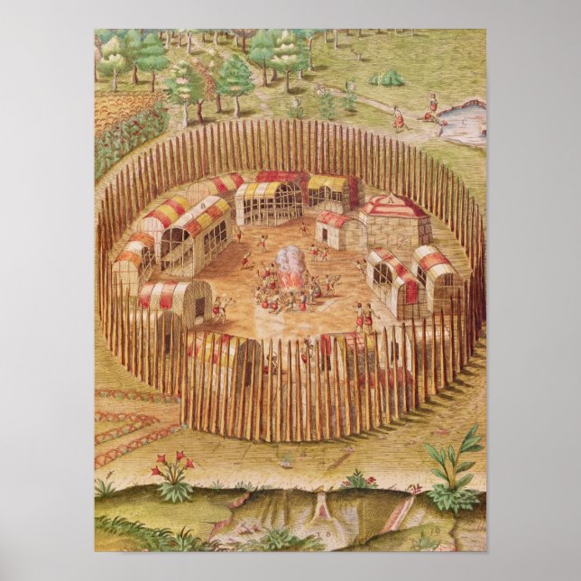 Fortified Indian Village, from 'Brevis Poster (Front)