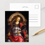 Fortitude | Botticelli Postcard<br><div class="desc">Fortitude (1470) by Italian Renaissance artist Sandro Botticelli. This original work is tempera on panel,  from a set of seven paintings representing Virtues,  intended to decorate the Tribunal Hall of Palazzo della Signoria in Florence.

Use the design tools to add custom text or personalise the image.</div>