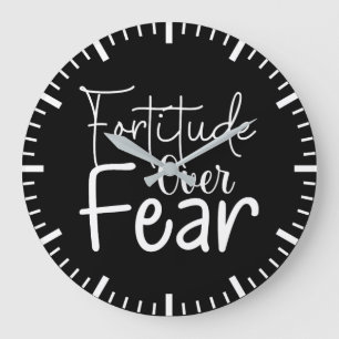 Fortitude Over Fear - Hustle, Gym, Success Large Clock