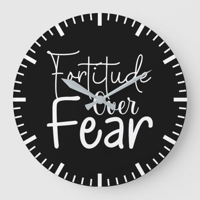 Fortitude Over Fear - Hustle, Gym, Success Large Clock (Front)