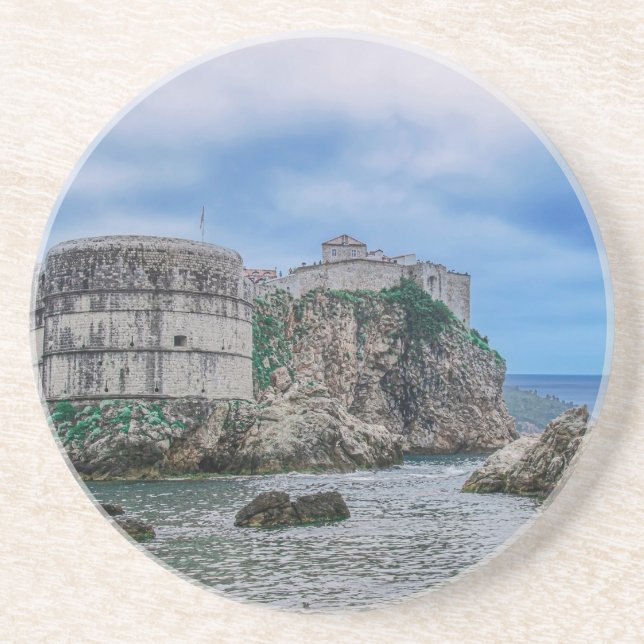 Fortress walls, rocky coast and sea in Croatia Coaster (Front)