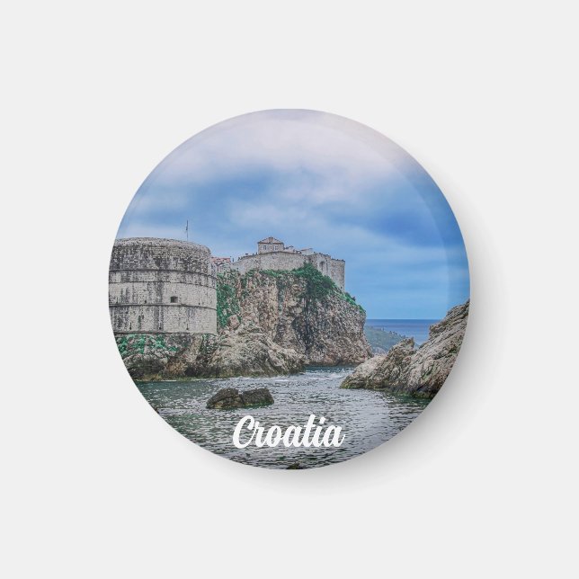 Fortress walls, rocky coast and sea in Croatia Magnet (Front)