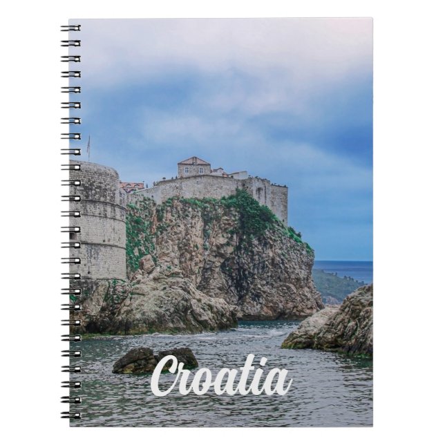 Fortress walls, rocky coast and sea in Croatia Notebook (Front)