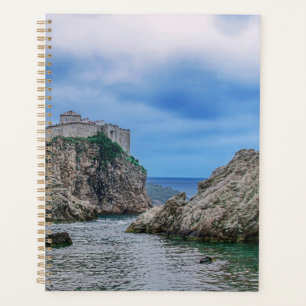 Fortress walls, rocky coast and sea in Croatia Planner