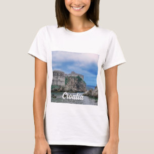Fortress walls, rocky coast and sea in Croatia T-Shirt