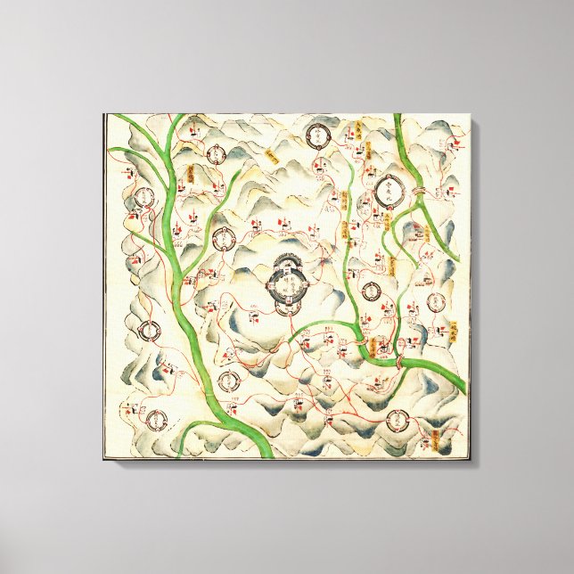 Fortresses in Xin Xi Ying, Yunnan Provence Map Canvas Print (Front)