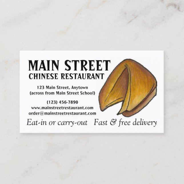 Fortune Cookie Chinese Restaurant Food Chef Diner Business Card (Front)