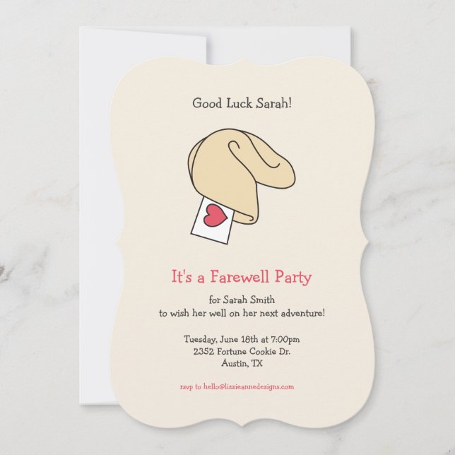 Fortune Cookie Good Luck / Farewell Invitation (Front)