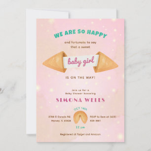 Fortune Cookie It's Baby Girl Cute Shower Sprinkle Invitation