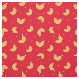 Fortune Cookie Red Chinese Good Luck Pattern Fabric