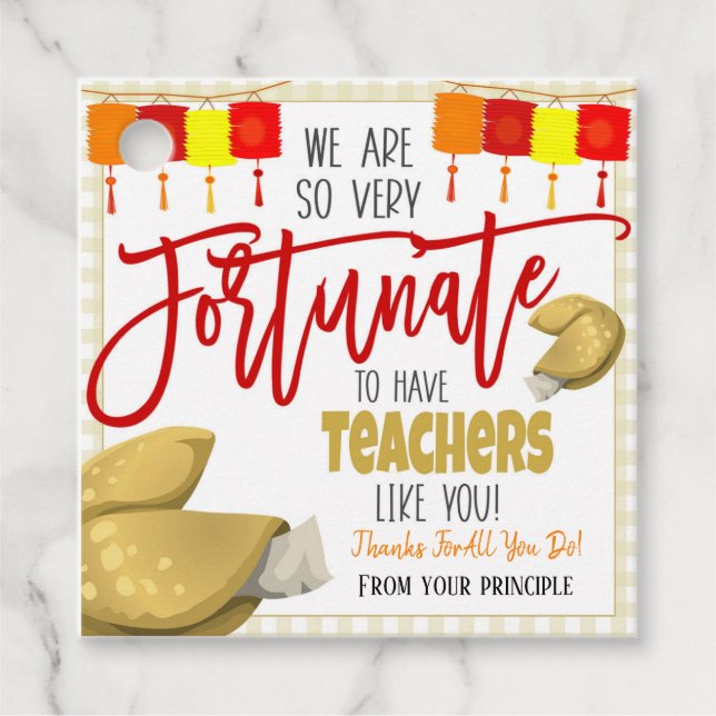 Fortune Cookie Teacher Thank You Gift Tag (Front)