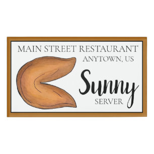 Fortune Cookies Chinese Restaurant Food Waiter Name Tag