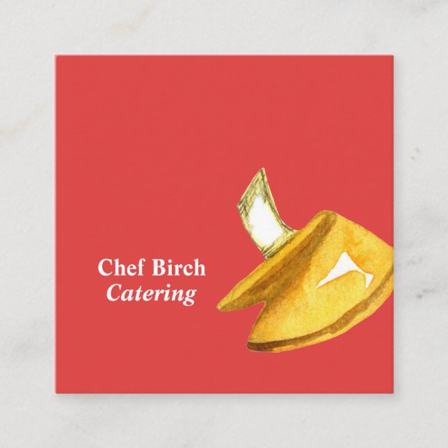 Fortune Cookies Cooking Red Square Business Card (Front)