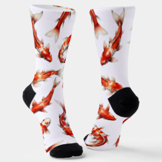 Fortune fish, swimming koi, watercolor socks