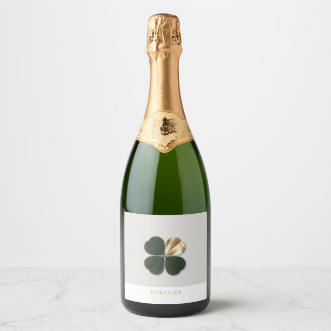 Fortune Gilded Clover Luxe Celebration Bottle Sparkling Wine Label (Front)