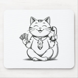 Fortune Kitty Meme Graphic Kawaii Maneki Neko Doll Mouse Mat