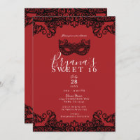 Fortune Red Black Lace Masquerade Sweet 16 Party 