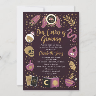 Fortune Teller Future Witchy Girl Baby Shower Invitation