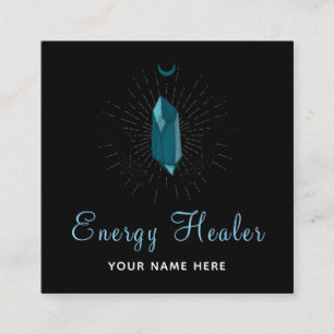 Fortune Teller Healing Hands & Teal Diamond Stone  Square Business Card