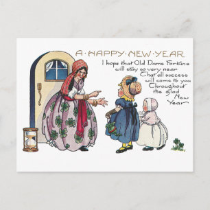 Fortune Teller Predicts Successful New Year Holiday Postcard