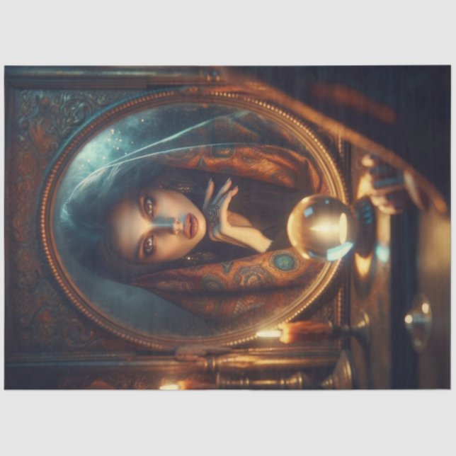 Fortune Teller Reflection – Mystical Decoupage  Tissue Paper (Front)