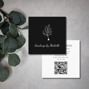 Fortune Telling Psychic Tree of Life Black  Square Business Card