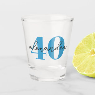 Forty 40th birthday age modern script shot glass