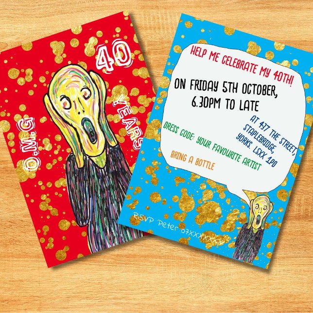 Forty 40th Birthday artist invite OMG (Creator Uploaded)