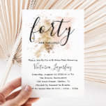 Forty 40th Birthday Invitation For Woman<br><div class="desc">This 40th Birthday Invitation features a pink and gold watercolor splash and a modern chic font combination. With its girly vibes, it is perfect for a modern chic woman. Do you need it for a different age? No problem, it can be personalised by clicking the "PERSONALIZE" button and you can...</div>