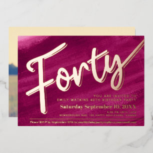 Forty 40th Birthday party red pink art script