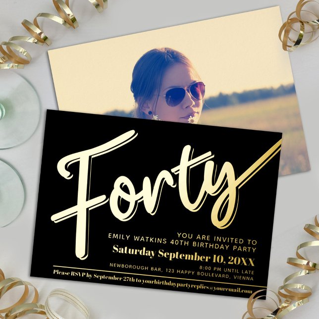 Forty 40th Birthday party script black gold (Creator Uploaded)
