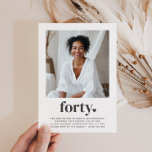Forty 40th Heart Square Photo Birthday Invitation<br><div class="desc">Celebrate your milestone birthday in style with this modern 40th Birthday Invitation! This sleek design features space for a personalised photo and the word "forty" with a charming little heart next to it, creating a warm, inviting touch. Perfect for setting the tone for an unforgettable celebration, this invitation template is...</div>