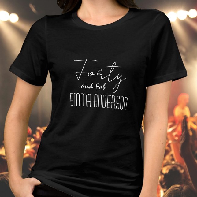 Forty and Fab Text Name Modern Black Tri-Blend Shirt (Creator Uploaded)