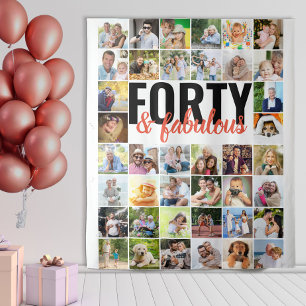 Forty and Fabulous 40 Photo Collage Birthday Tapestry