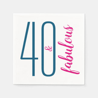 Forty and Fabulous Birthday Party Paper Napkin